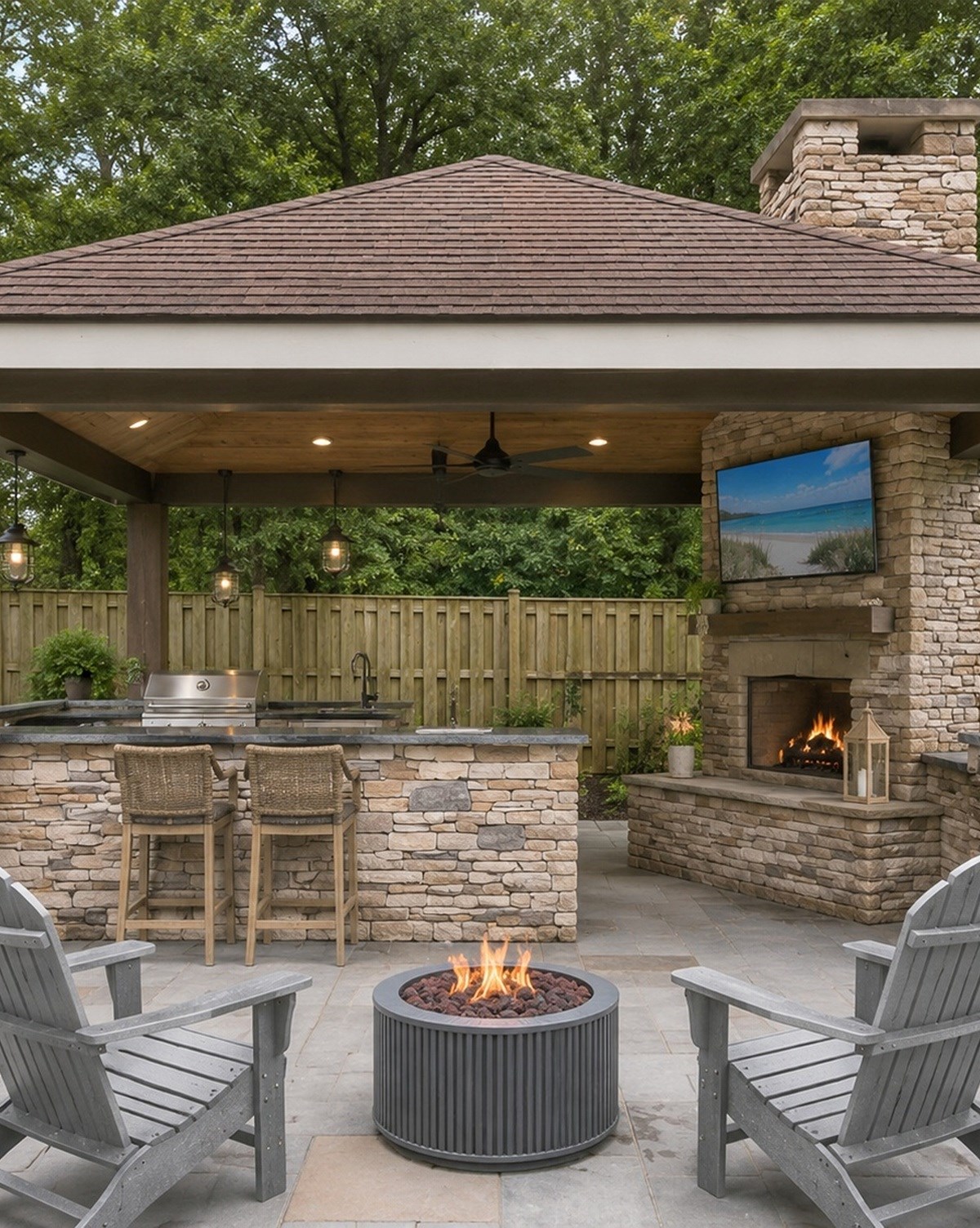 Finished coastal outdoor living space
