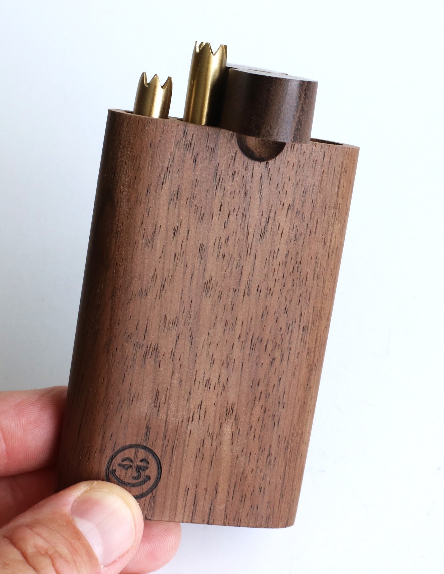 4" Walnut Double Hitter Dugout & Glass Pipe-American Crafted Dugout