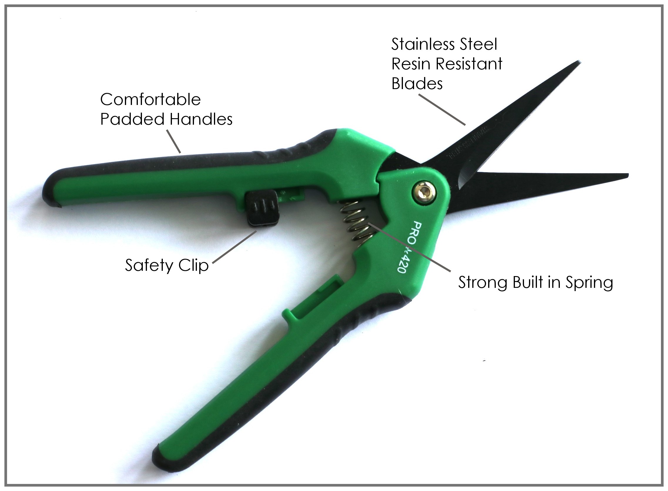 PRO 420 Scissors-2 Pack of Classic & Spring Loaded- Bud Trimming Scissors - Spring Loaded Scissors