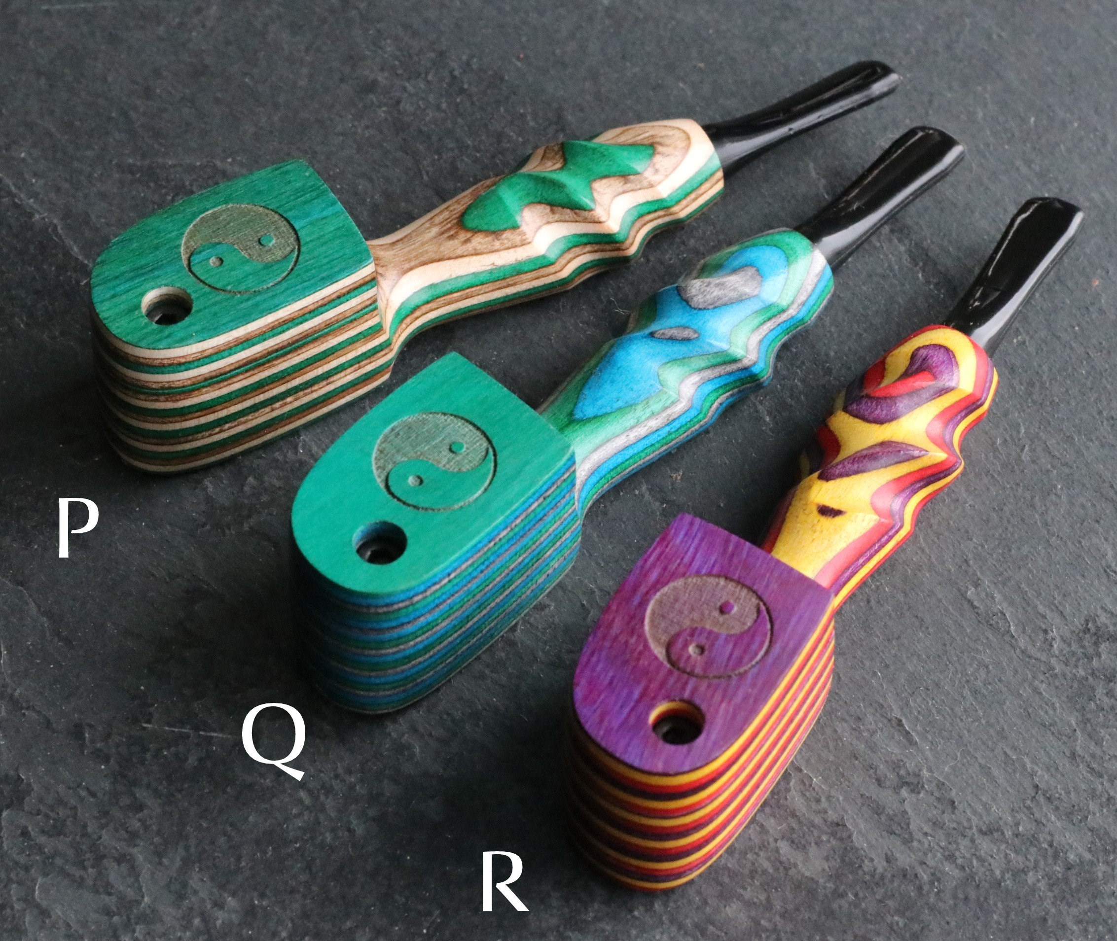 4.5" Swivel Lid Concert Pipe- LAS44-Handcrafted Wood Pipe with stem - Rainbow Swivel Lid Pipes