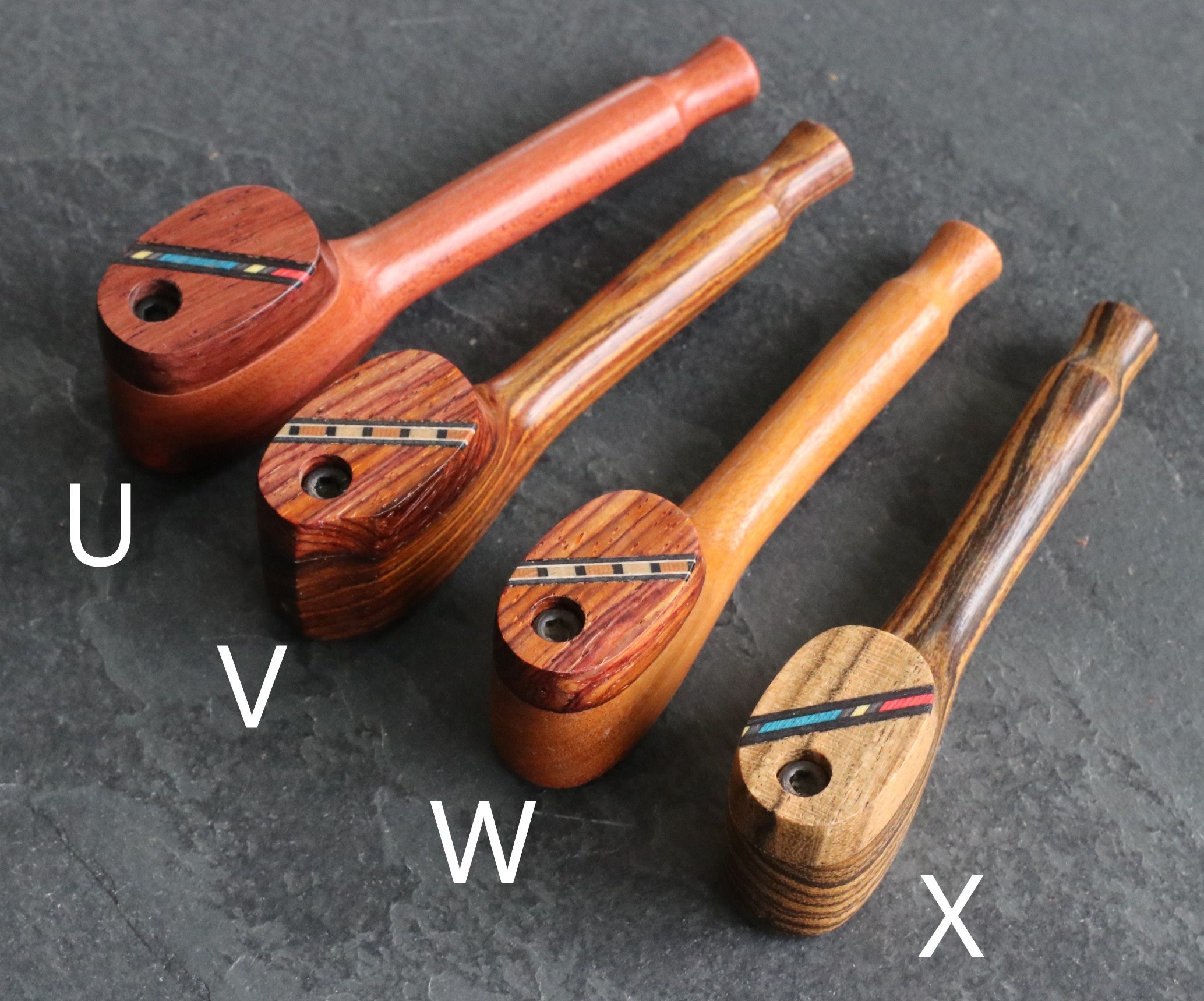 3.5" Exotic Wood Pipe- Z4 SWIVEL INLAY American Crafted Smoking Pipe