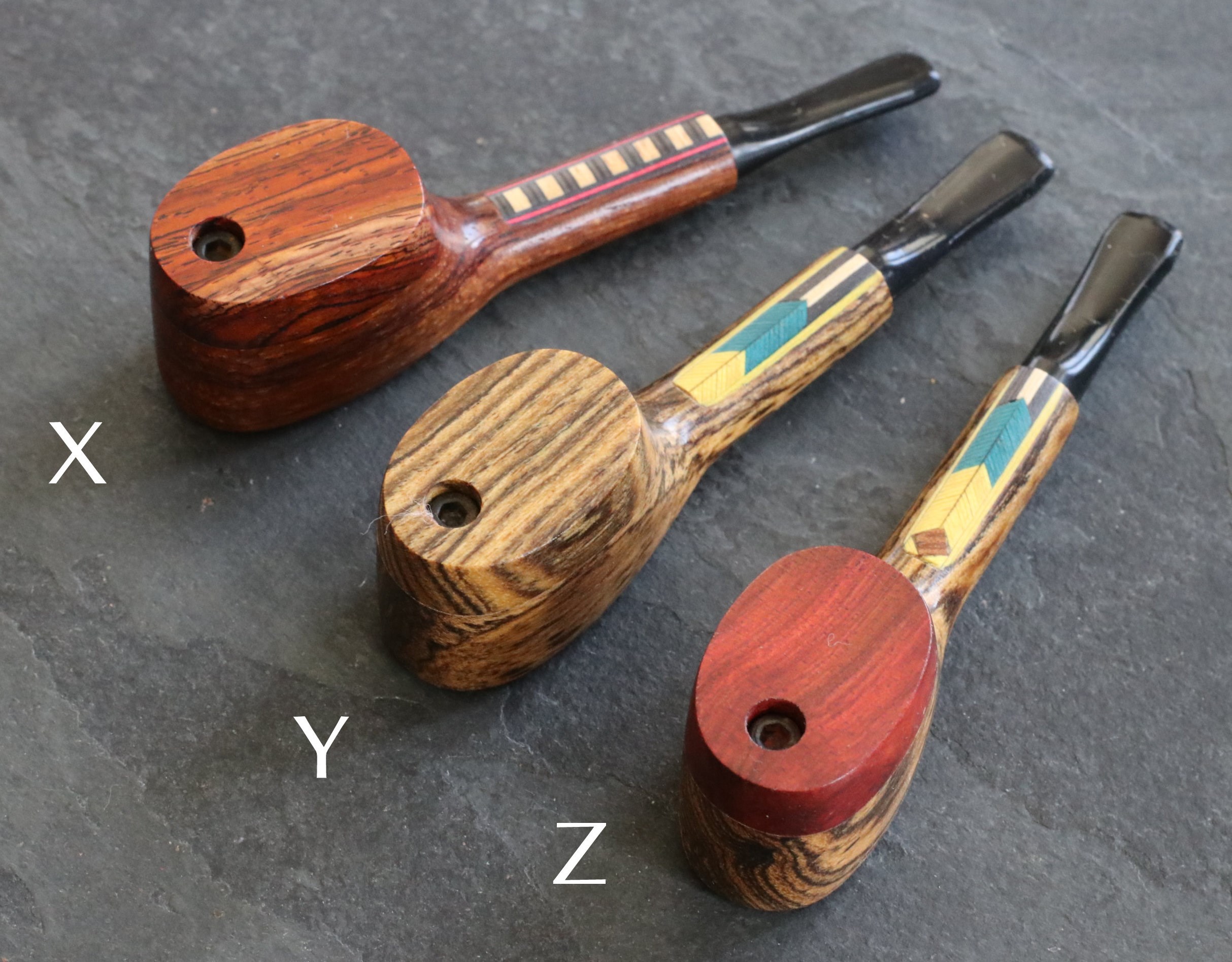 4" Exotic Wood Pipe- L56 TRIBAL- American Crafted Swivel Lid Wood Smoking Pipe - Exotic Wood Swivel Lid Pipes