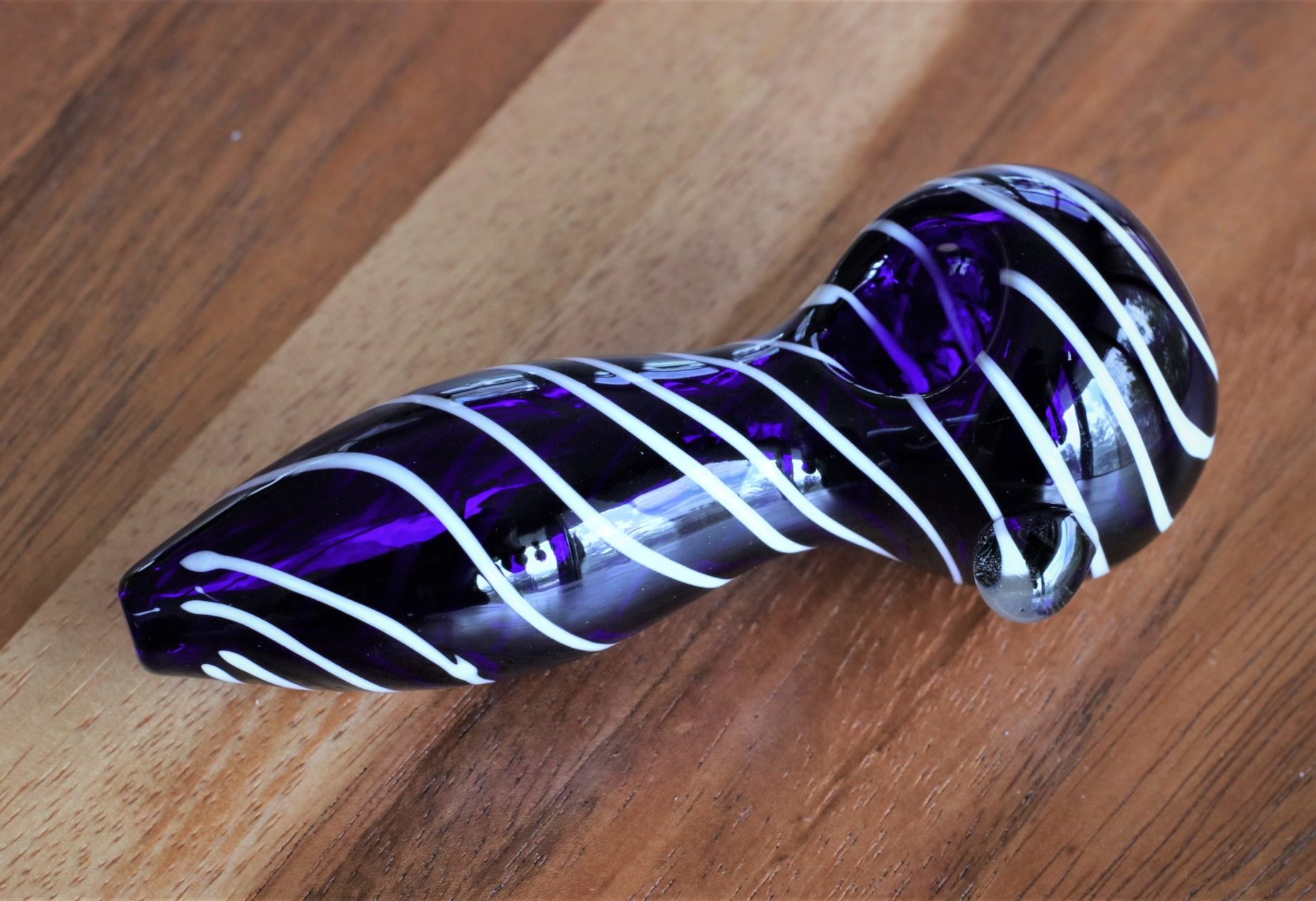 4.5" Cobalt Blue Spiral Spoon Pipe - Glass Spoon Pipe by PRO 420