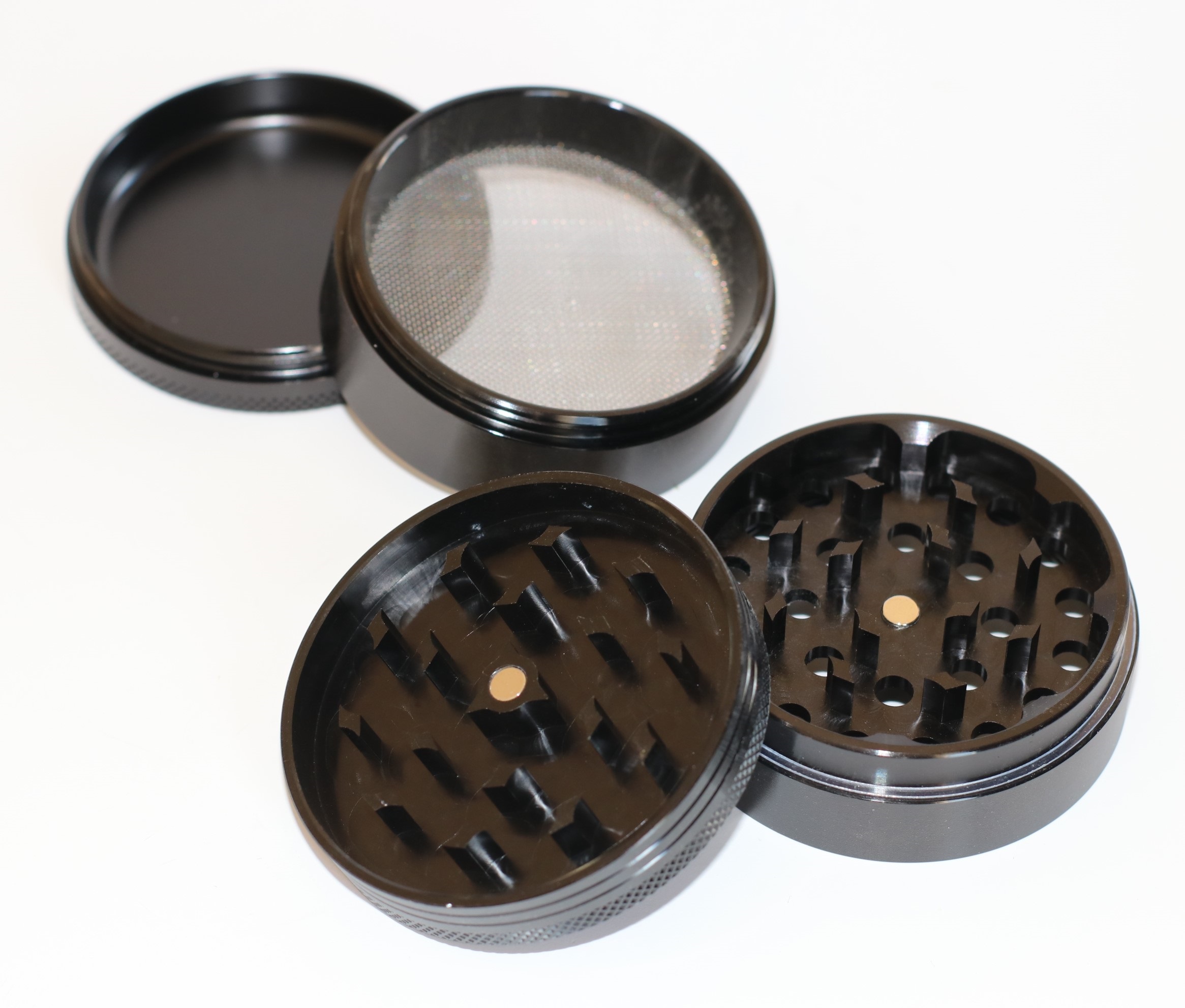 PRO 420 Black Gift Pack- Herb Grinder & Glass Pipe-Great Gift for Smokers - 4 Piece Herb Grinder-Black