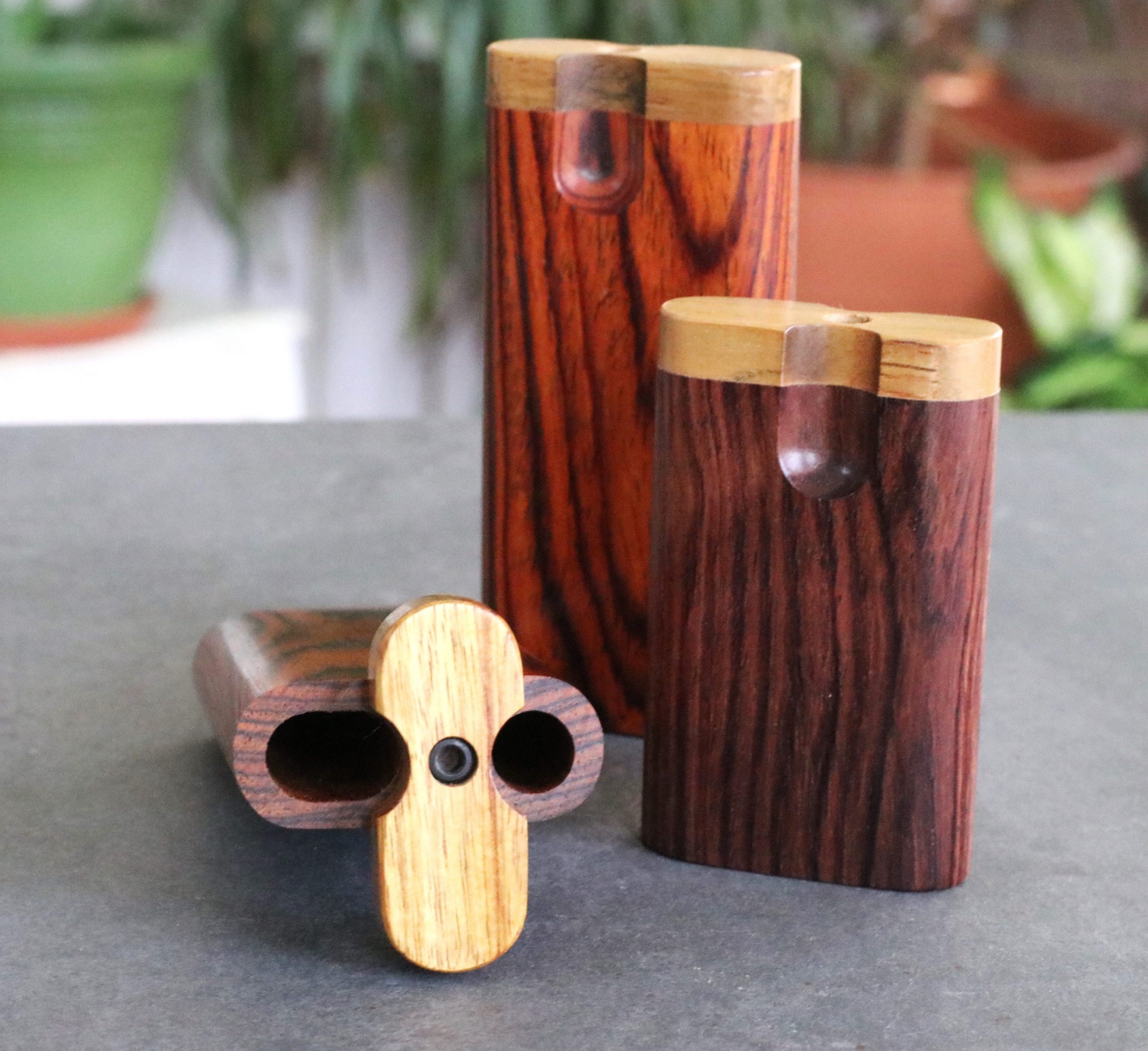 Cocobolo Swivel Lid Dugouts & One Hitter Pipes-Both 3" & 4" Available- Top Quality Exotic Wood Dugout Stash Box - Cocobolo Swivel Lid Dugout