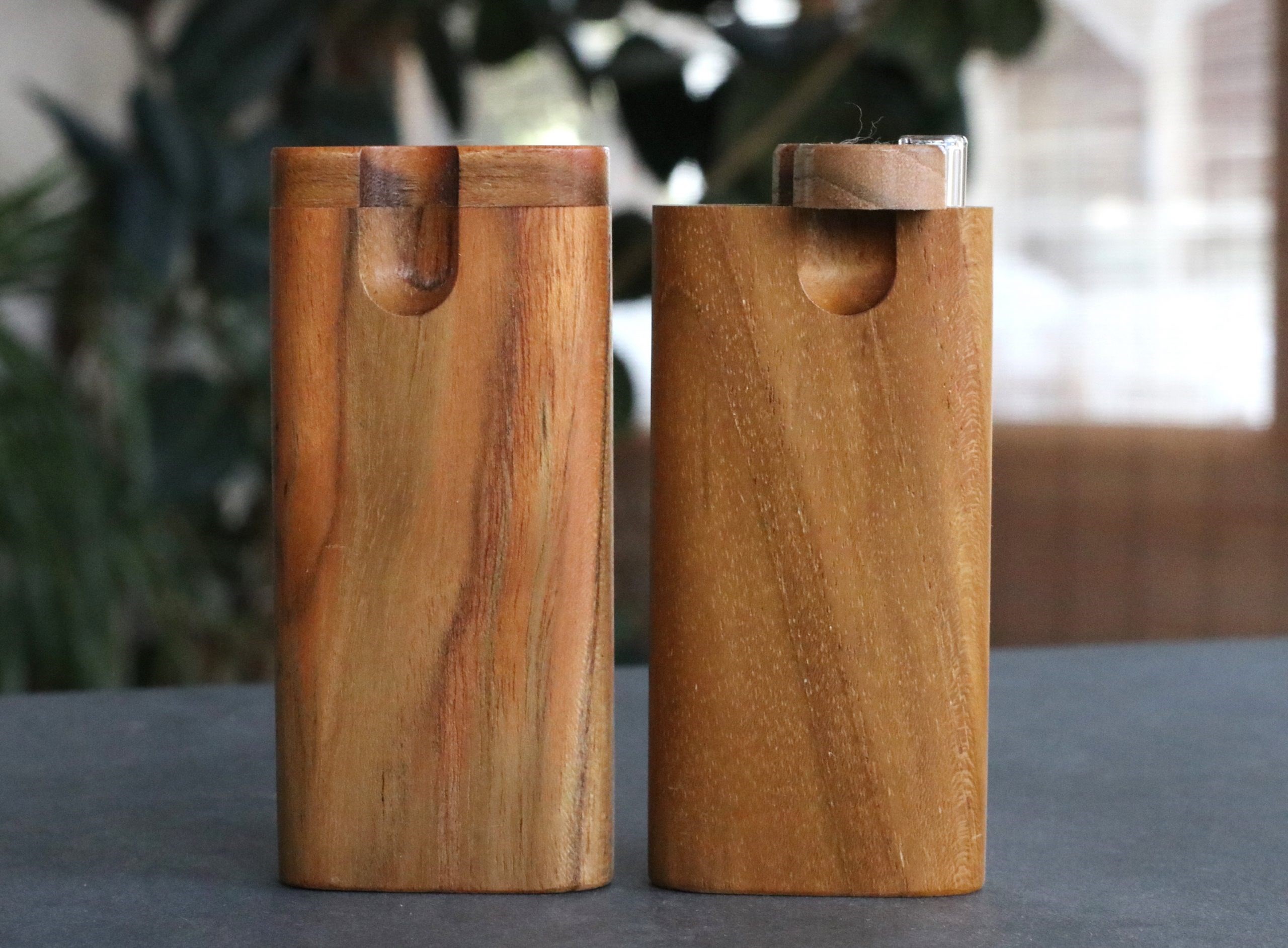 Teak Swivel Lid Dugouts with One Hitter Bats- Handcrafted Functional Art - Teak Swivel Lid Dugout