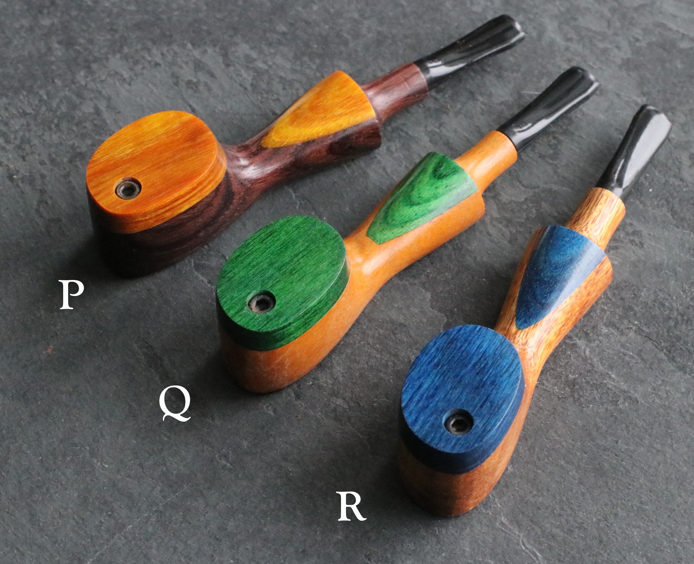 Colorful Exotic Wood Pipes with Swivel Lid- G3 COLOR ETCH BODY- Handcrafted American Pipes