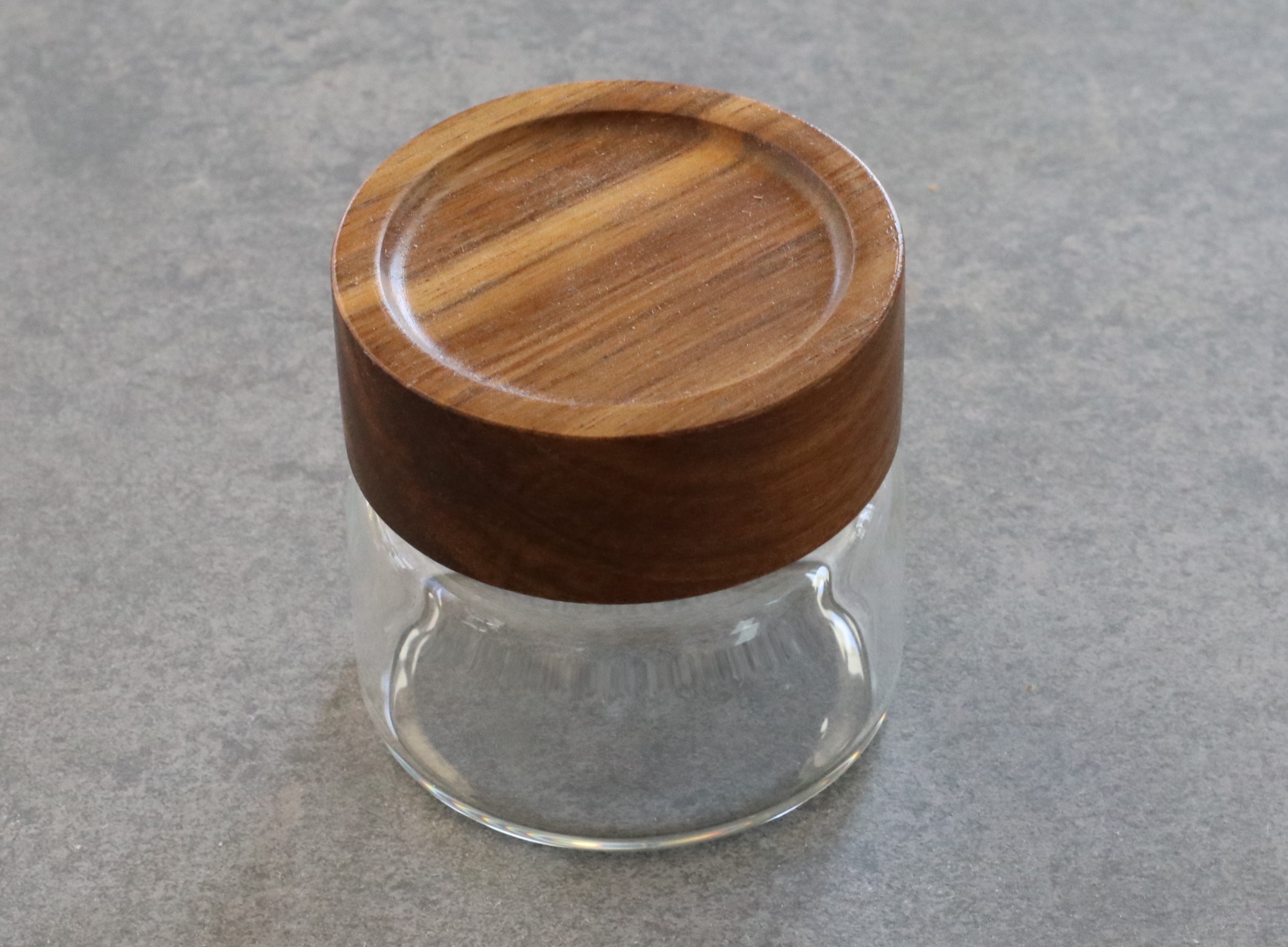 Glass Stash Jar with Bamboo Lid- Flat Top-Smell Proof Jar for Herbs & Spices