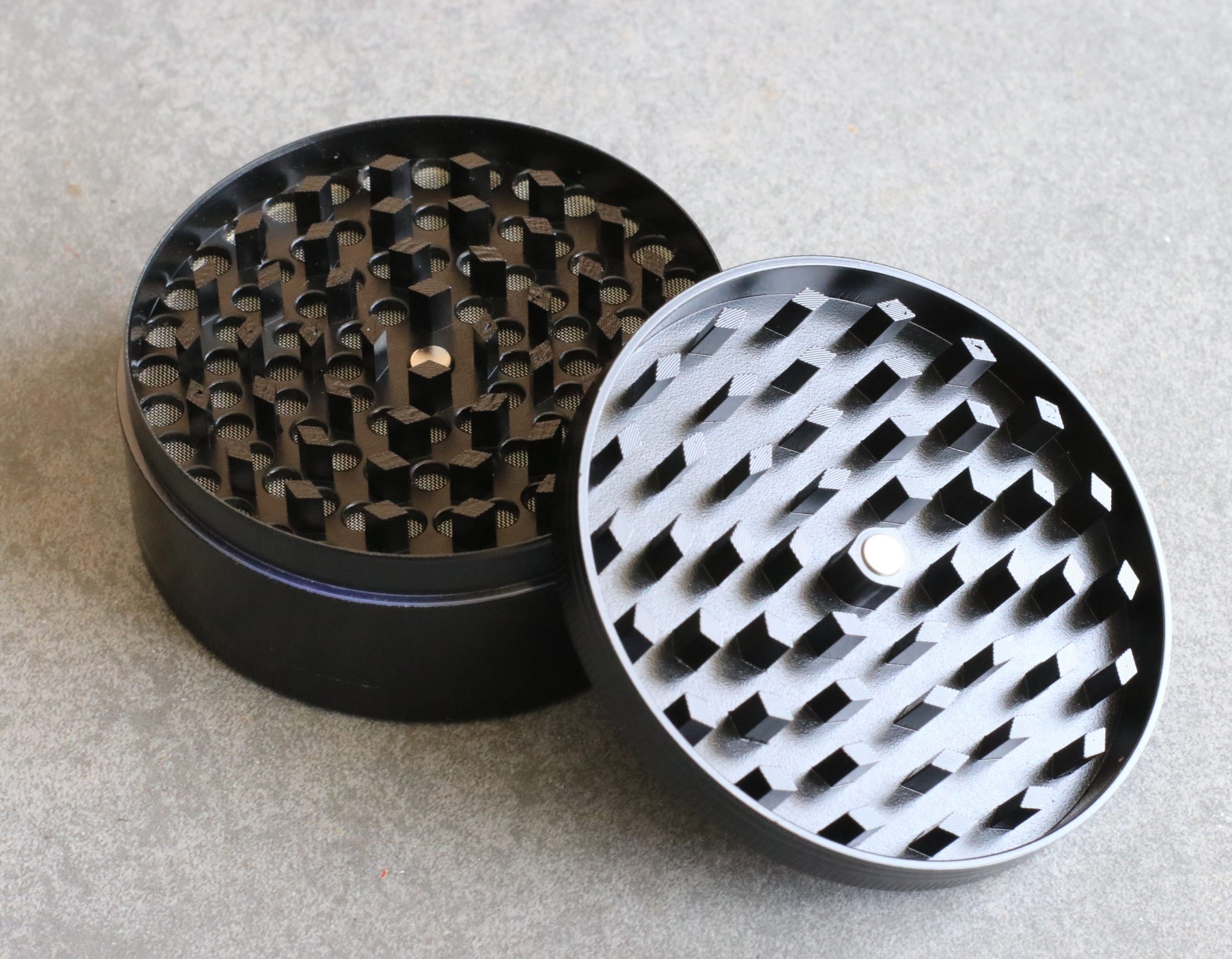 3" Professional Grade Herb Grinder- 3pc magnetic lid with screen- Top Quality-Black - Professional Herb Grinder-3 Piece Metal-Black