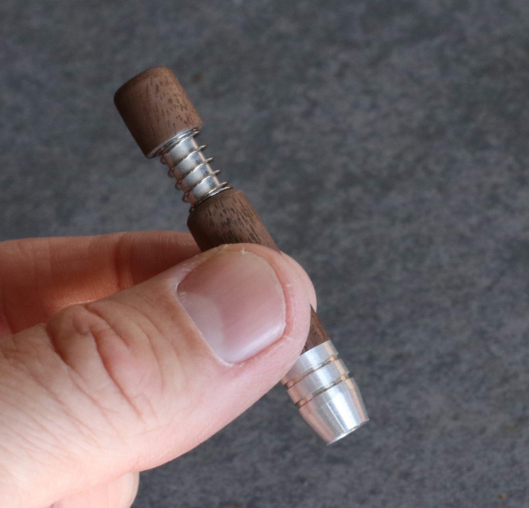2" & 3" Spring Loaded Walnut One Hitter- Self Eject Pipe-Clean Smoking Pipe - Walnut Spring Loaded Self Eject Pipes