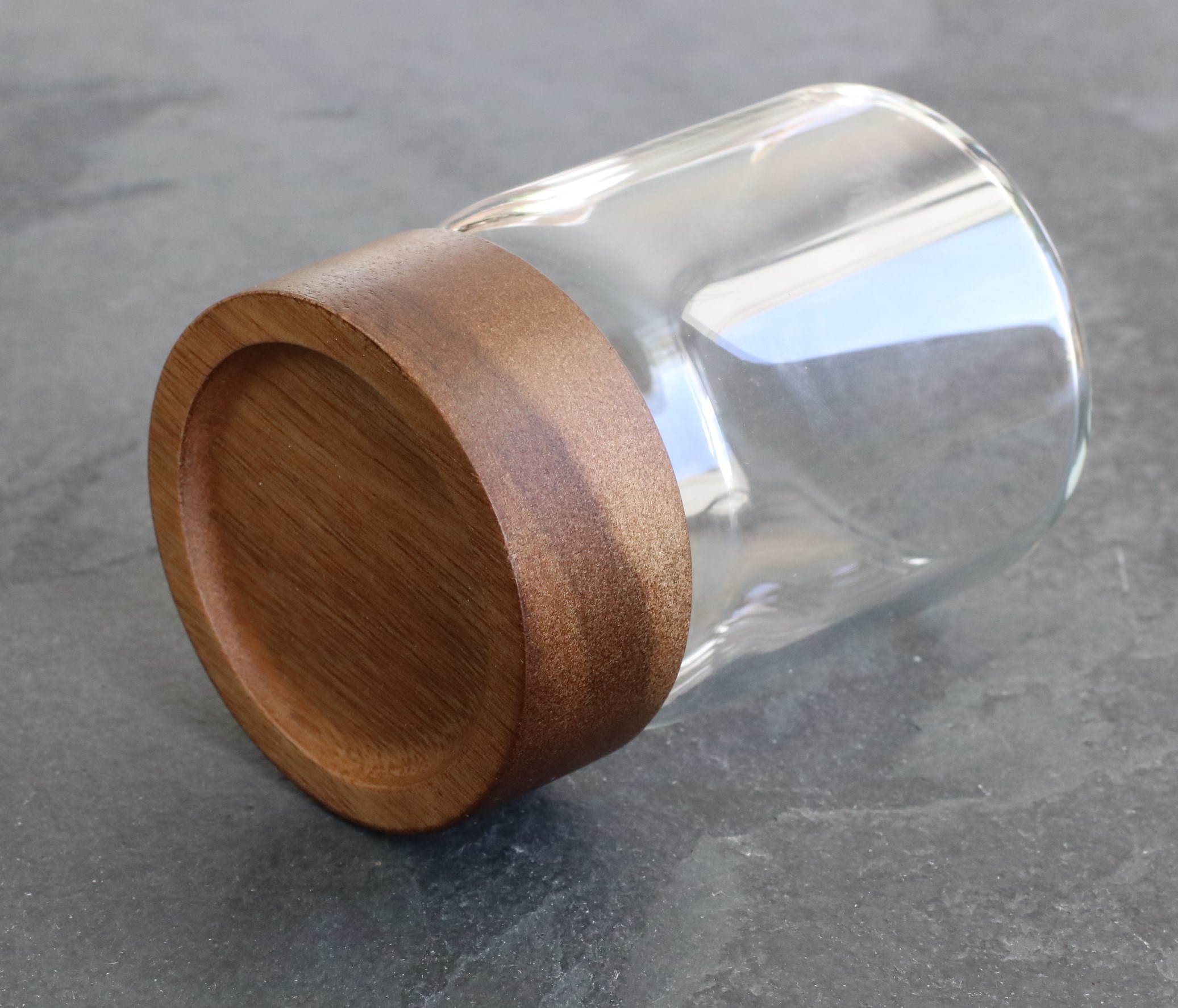 Glass Stash Jar with Bamboo Lid- Flat Top-Smell Proof Jar for Herbs & Spices - 4' Glass Stash Jar