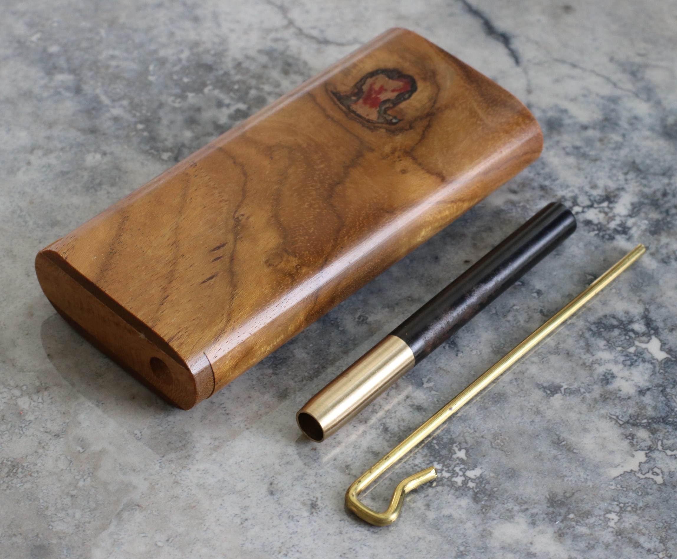 One of a Kind Teak Wood Dugout & One Hitter Pipe - Teak Dugout
