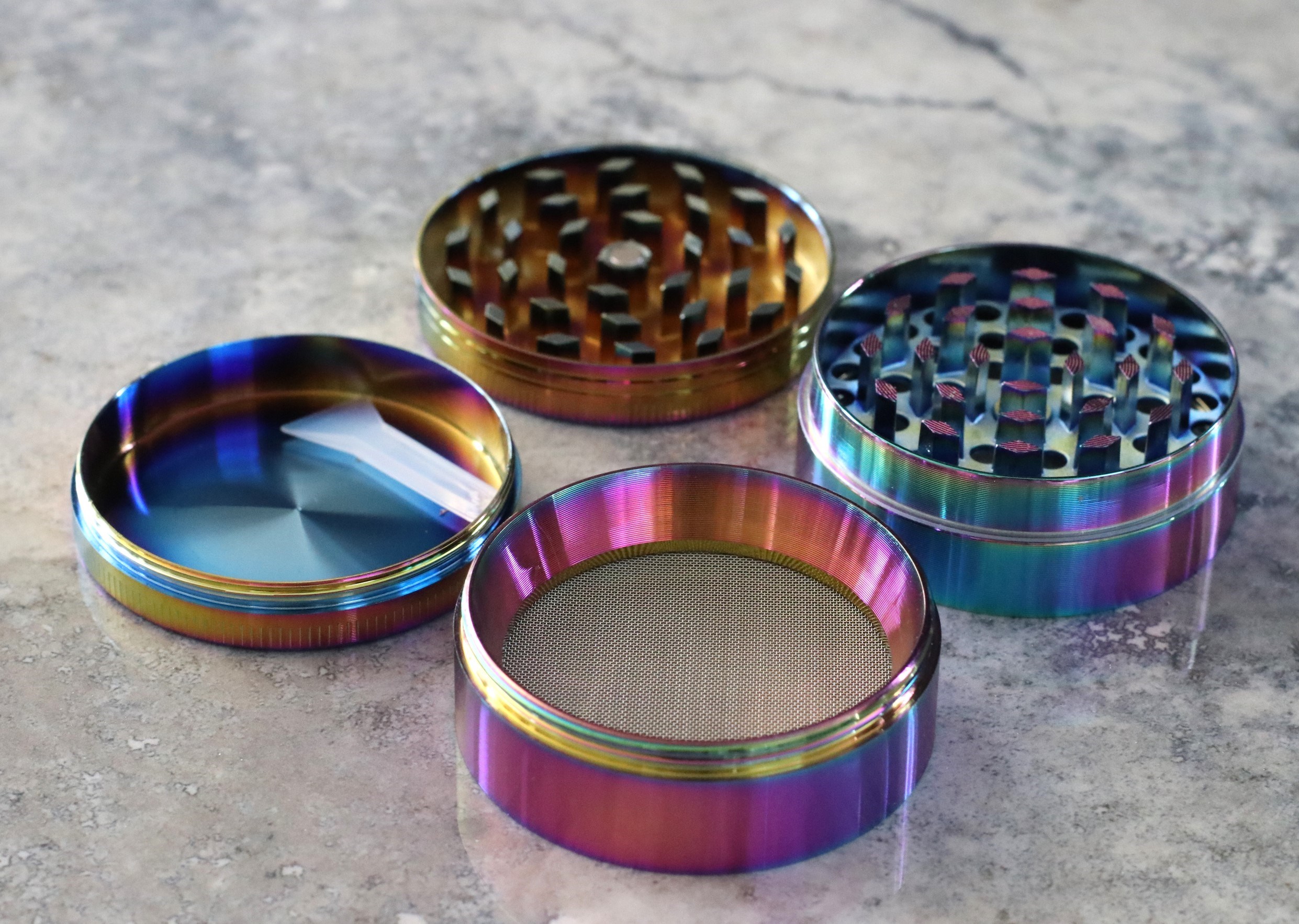 2" Rainbow Herb Grinder- 4 Part Metal Grinder for Dried Herbs