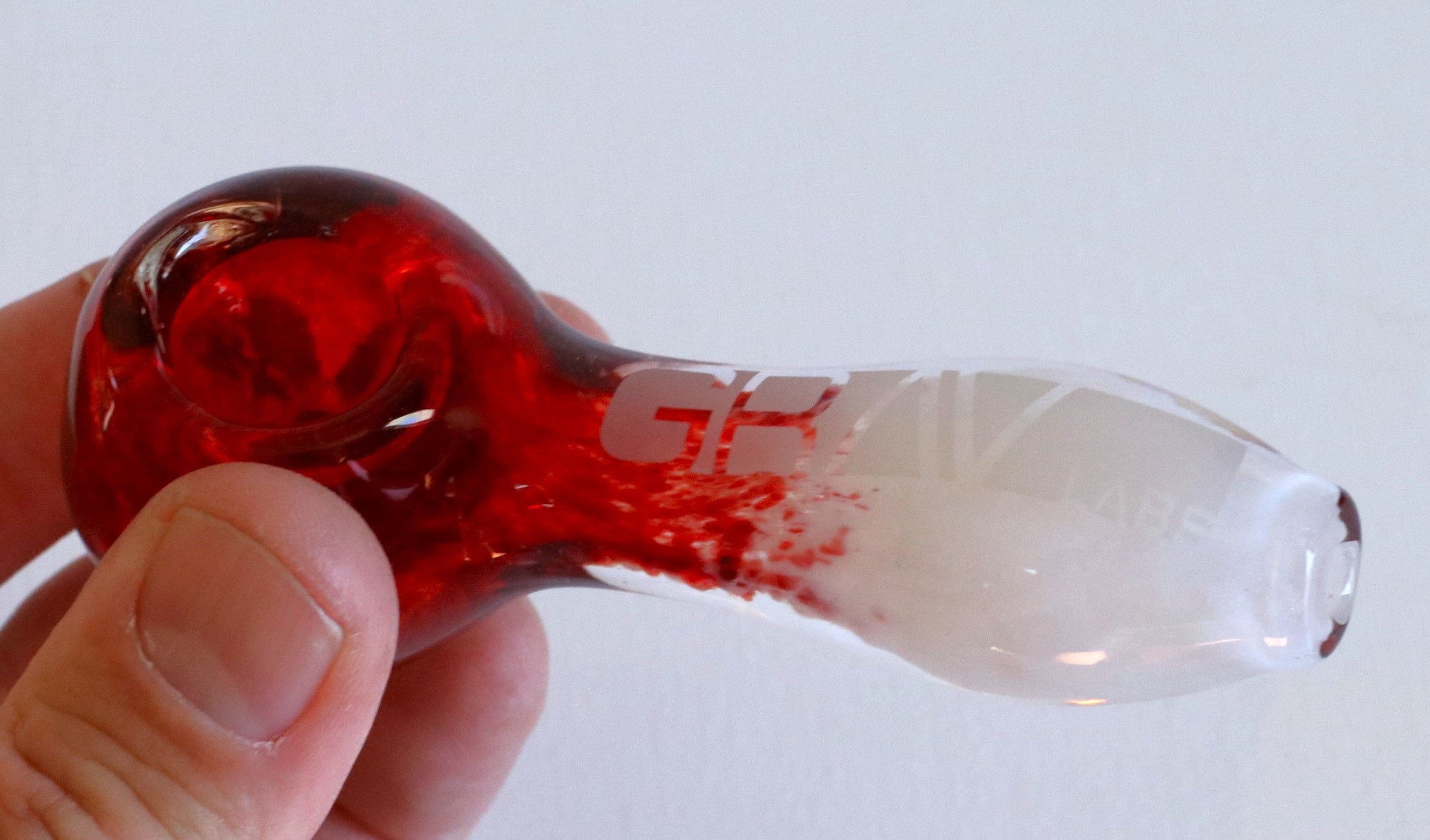 4" Grav Labs Spoon Pipe 100mm Ruby - Glass Spoon Pipe