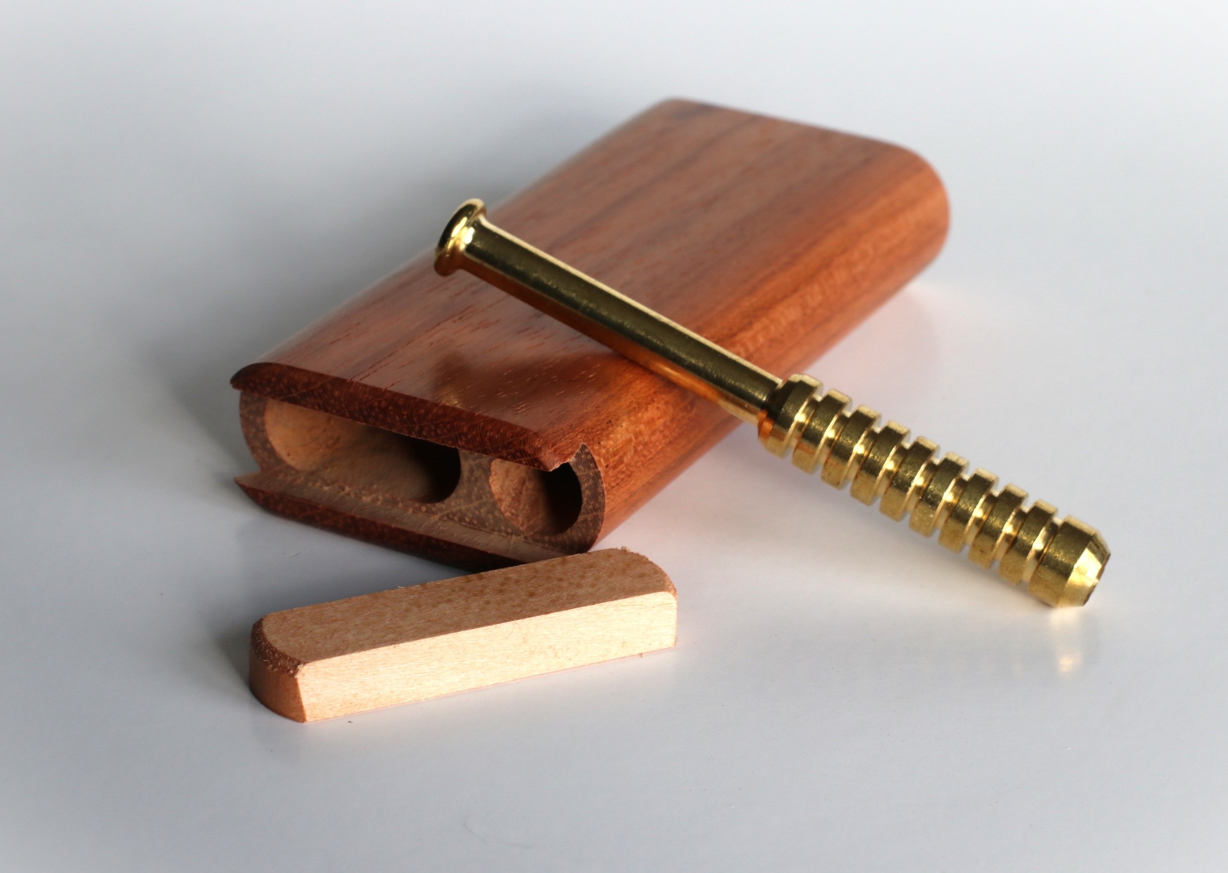 4" Brazilian Cherry Wood Slider Lid Dugouts w/ One Hitter Pipes-American Crafted Stash Boxes - Jatoba Dugout