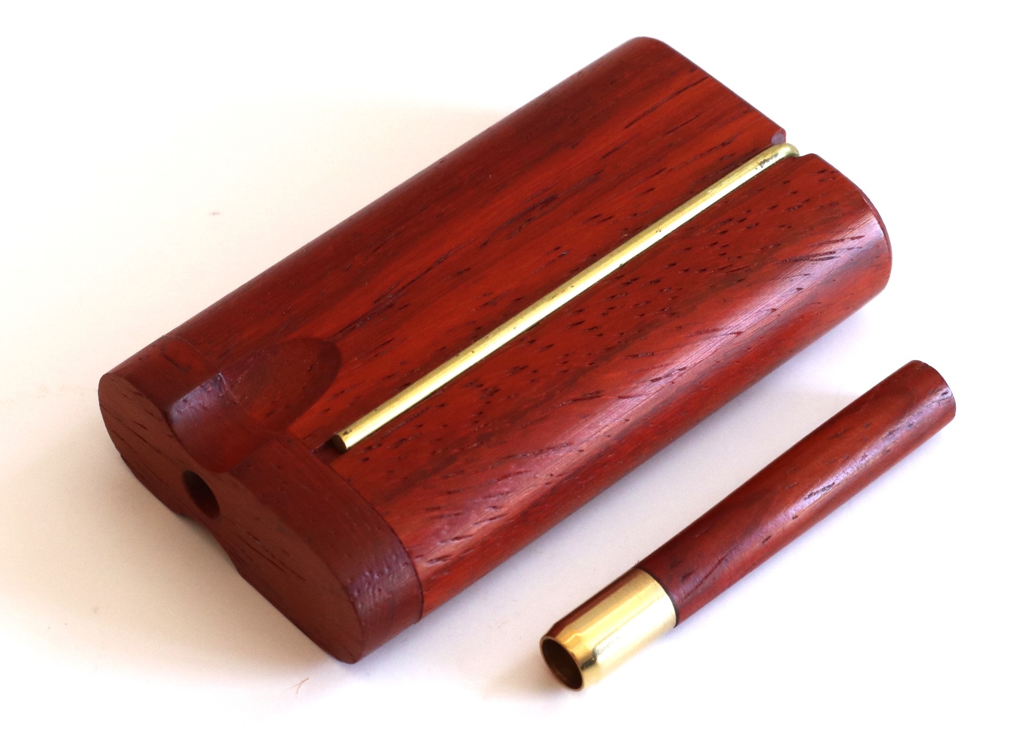 3" & 4" Red Padauk Swivel Lid Dugouts-Built in Poker & One Hitter Pipe - Padauk swivel lid dugout