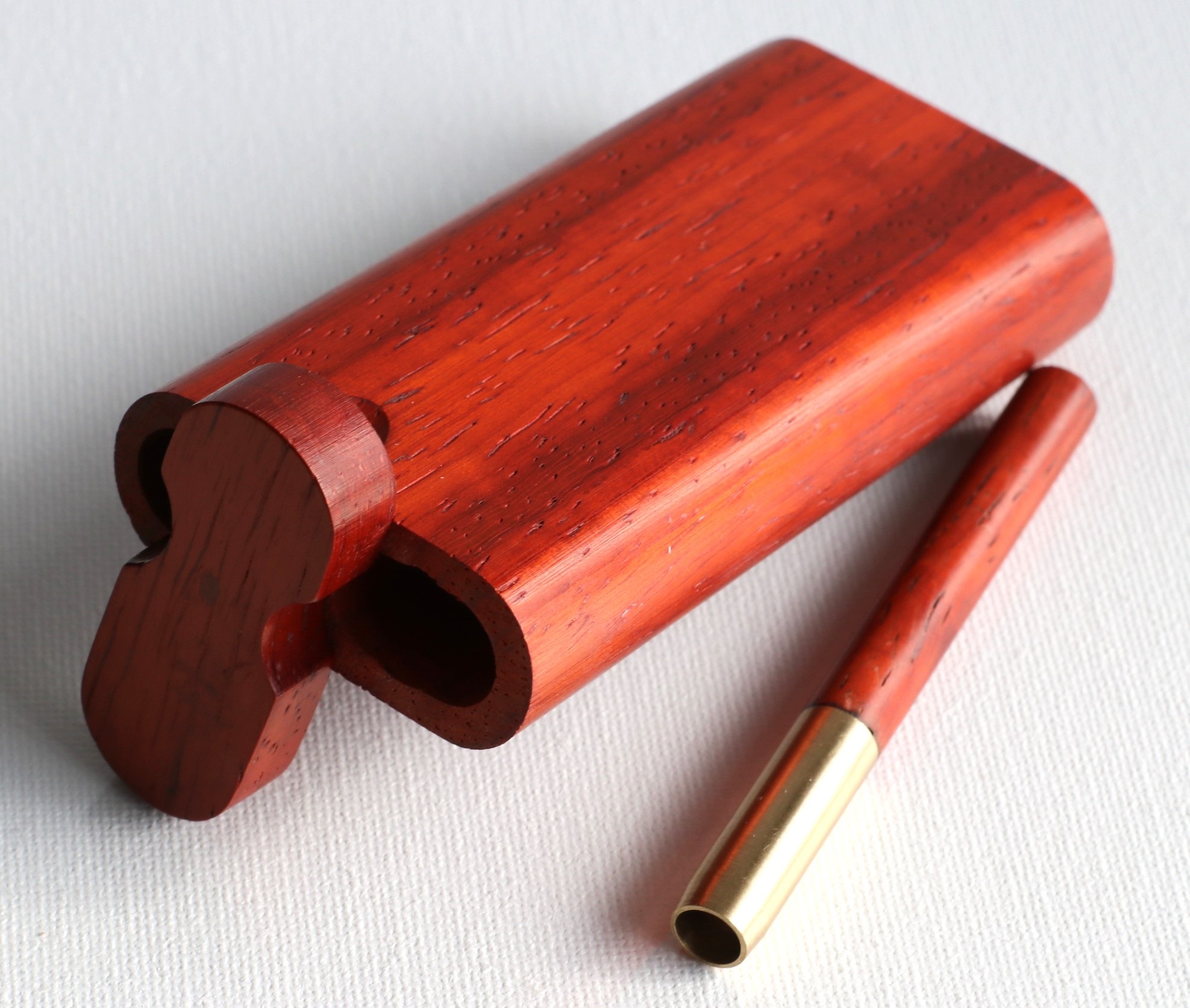 3" & 4" Padauk Spring Lock Dugouts & One hitter pipes-American Handcrafted Stash Boxes - 3' & 4' Padauk Spring Lock Dugouts & One hitter pipes-American Handcrafted Stash Boxes