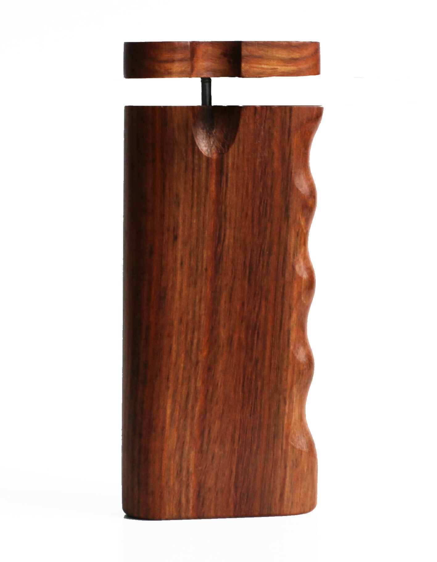 4" Brazilian Cherry Spring Lock Dugout & One hitter pipe-Handlebar Grip- American Handcrafted Stash Boxes