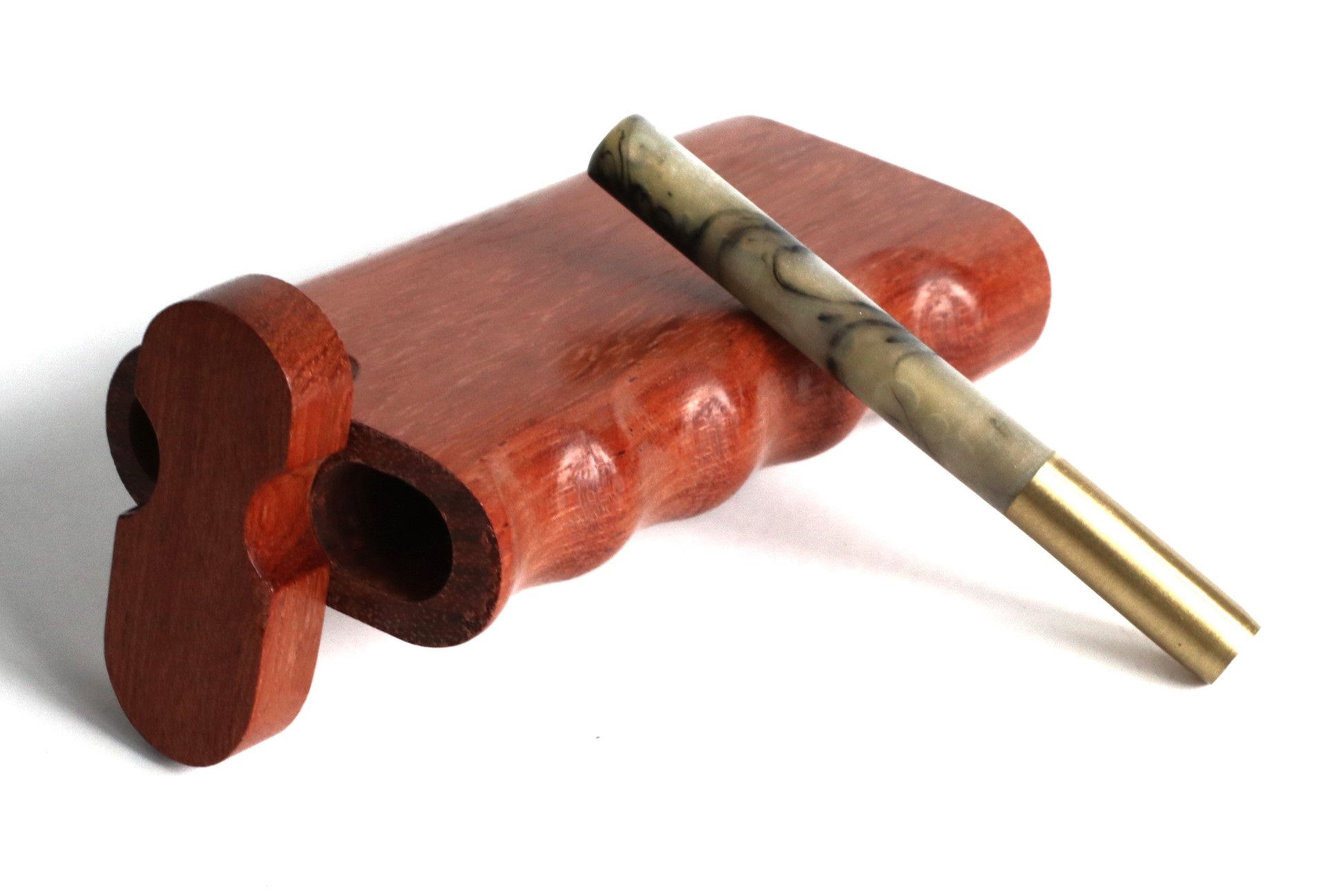 4" Rosewood Spring Lock Dugout & One hitter pipe-Handlebar Grip- American Handcrafted Stash Boxes