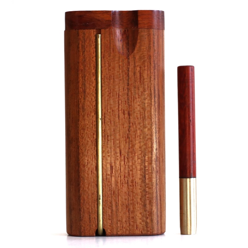 3" Brazilian Cherry Swivel Lid Dugouts-Built in Poker & One Hitter Pipe - Cherry Swivel Lid Dugout