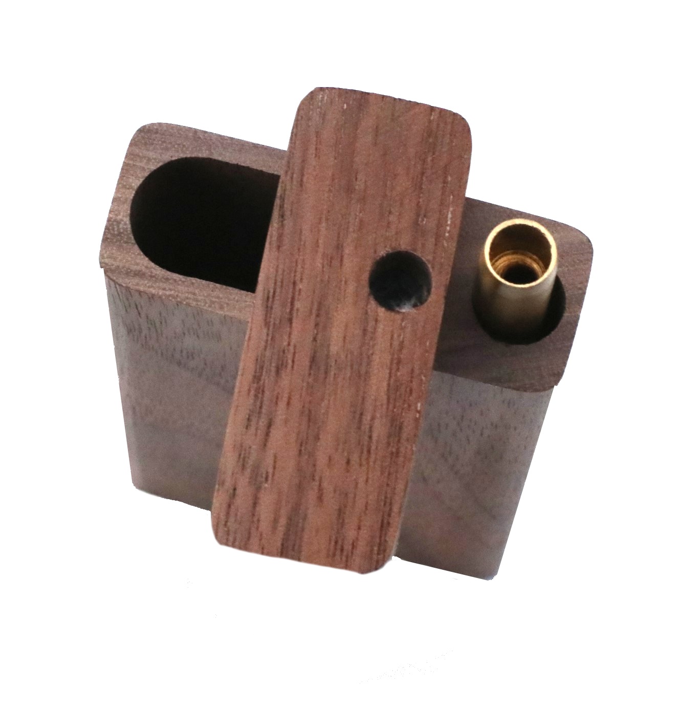 4" American Walnut Wood Dugout & One Hitter Pipe - Handcrafted Wood Dugout One Hitter