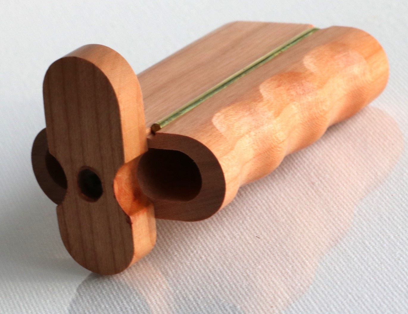 3" Cherry Wood Dugout-Swivel Lid-Built in Poker-Custom one hitter pipe-Handlebar grip design
