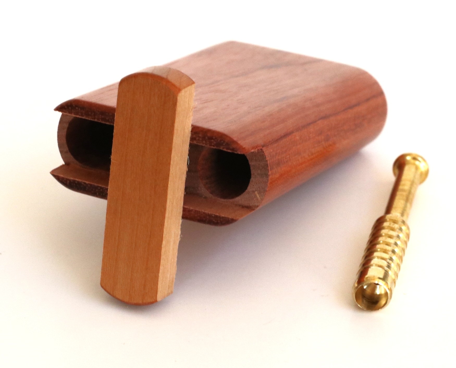 3" Snap Lock Dugout & One Hitter Pipe-Brazilian Cherry-American Crafted Exotic Wood Stash Box
