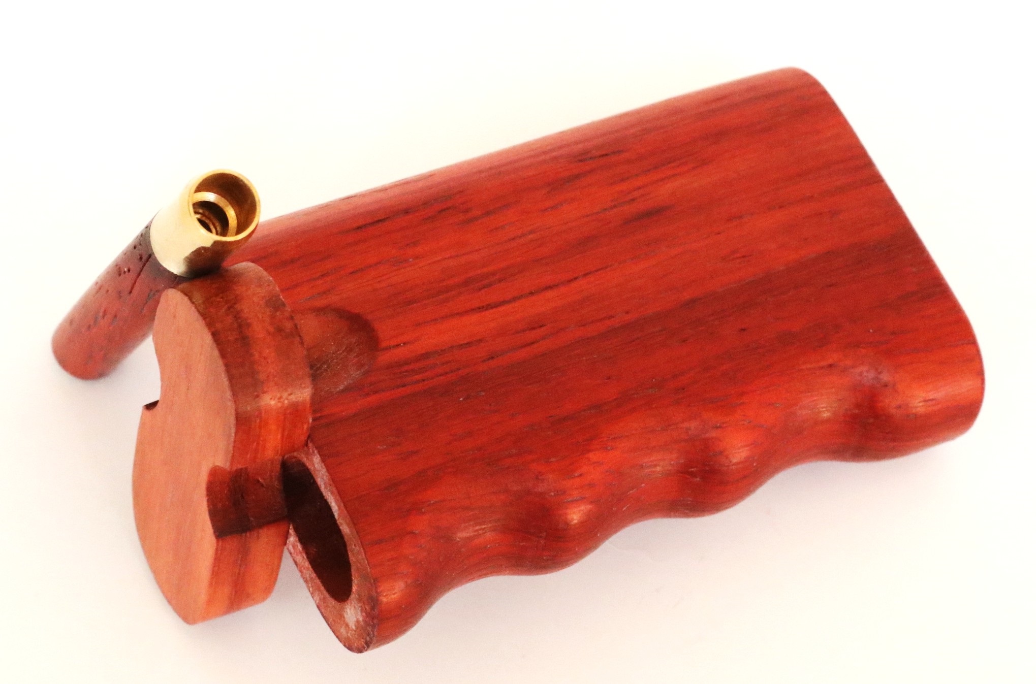 3" Padauk Spring Lock Dugouts & One hitter pipe-American Handcrafted Stash Boxes