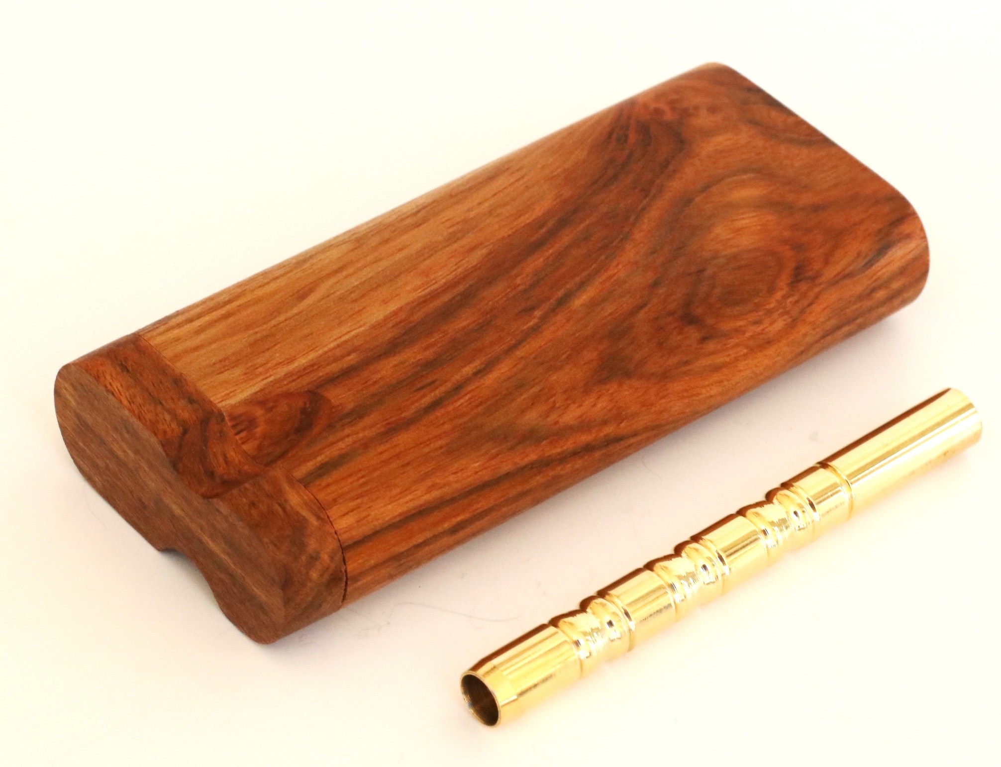 4" Caribbean Rosewood Spring Lock Dugout & One hitter pipe-American Handcrafted Stash Boxes - Caribbean Rosewood Dugout