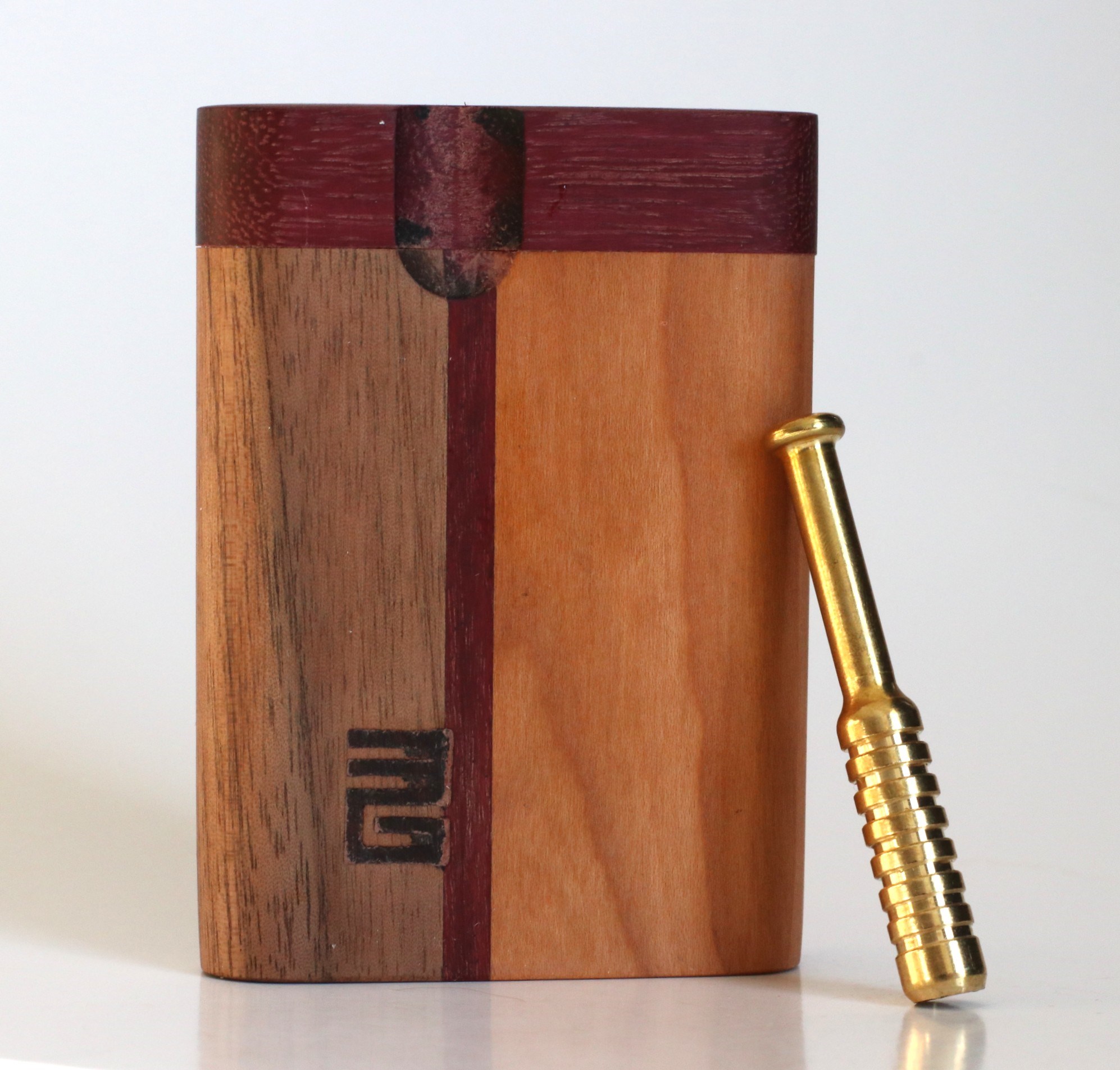3rd Grain Swivel Lid Dugouts & One hitter pipes-American Crafted Stash Box-Walnut/Cherry Mix - 3' Swivel Lid Dugout one hitter pipe