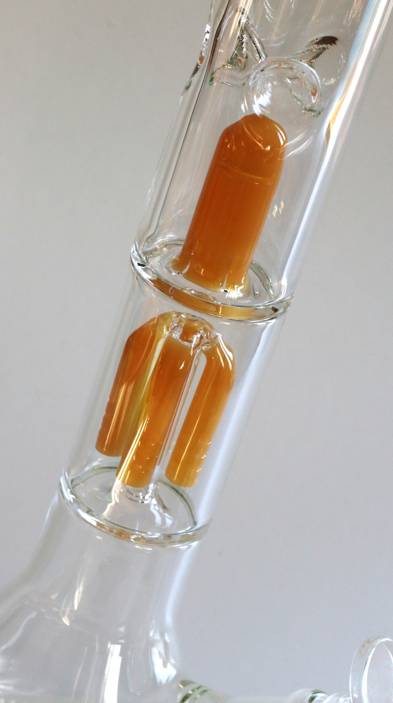 12" Clear Glass Bong-Slider & Herb Bowl-Amber Accents-Top quality Table top water beaker-bong-glass pipe - Glass Bongs