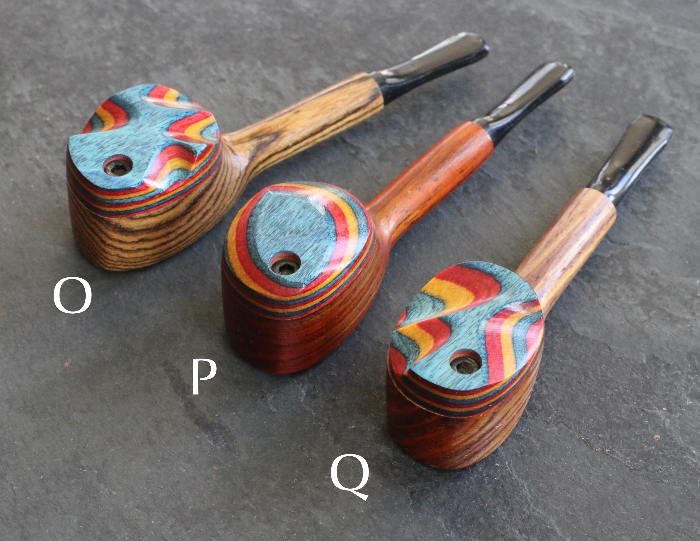 4" Swivel Lid Wood Pipe-DC2 COLOR ETCH LID-Handcrafted American Smoking Pipe - Exotic Wood Swivel Lid Pipes