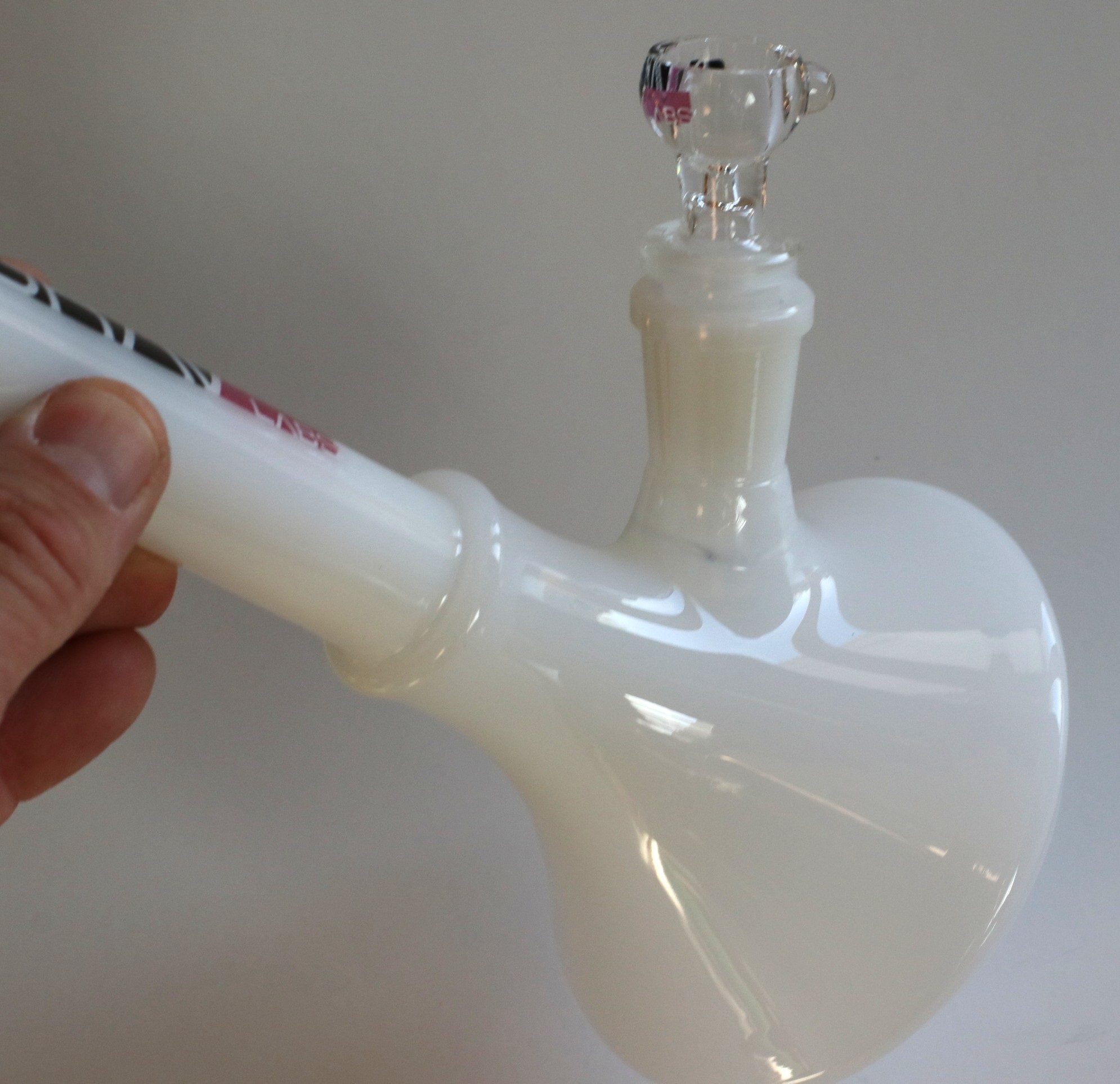 10" White Glass Bong-GRAV Glass Water Pipe-Downstem & Male Herb Slide - White GRAV 10' Glass Bong