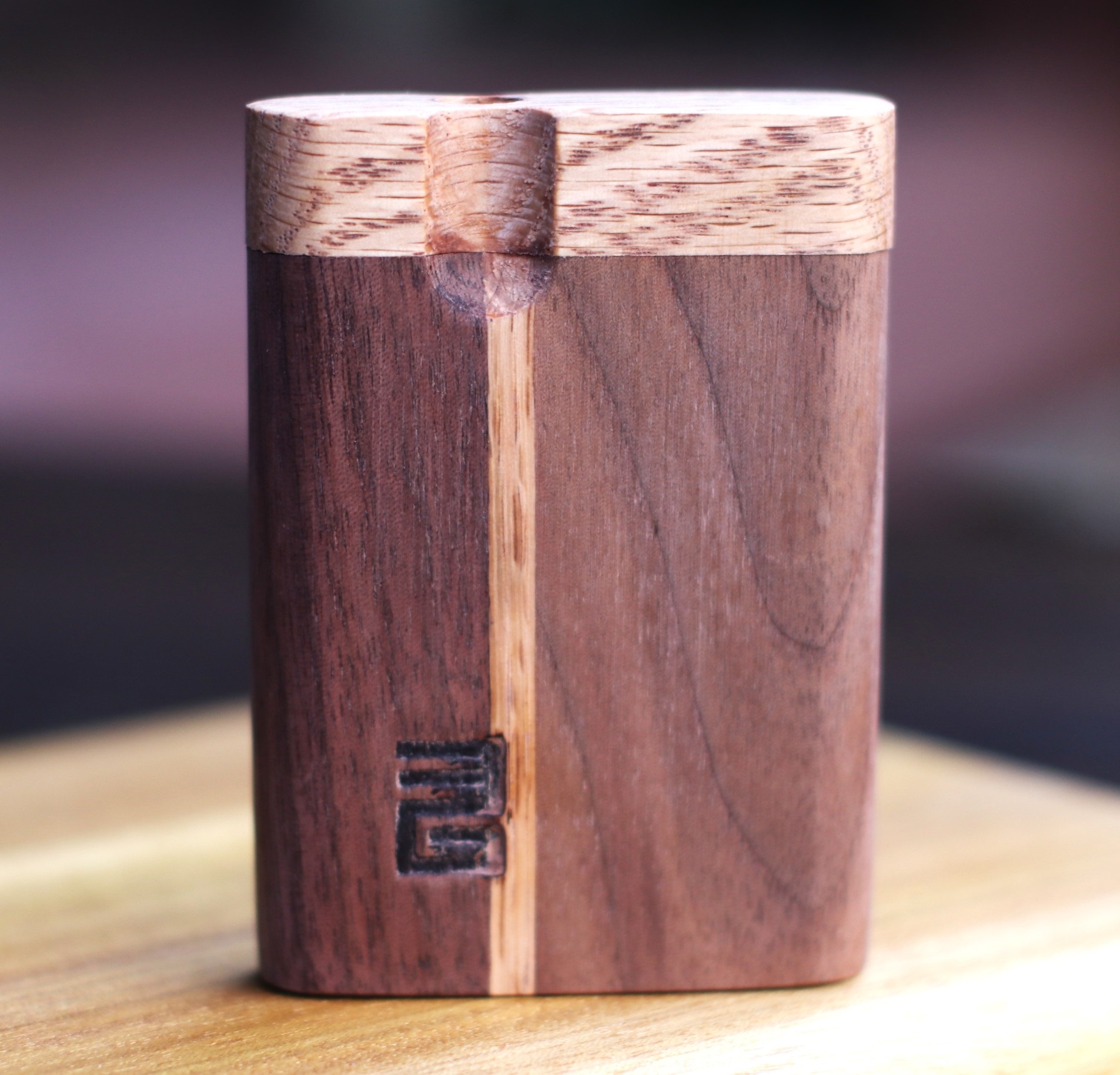 3rd Grain Swivel Lid Dugout & One hitter pipes-American Crafted Stash Box-Walnut/Wenge Mix - 3rd Grain Swivel Lid Dugout & One hitter pipes-American Crafted Stash Box-Walnut/Wenge Mix