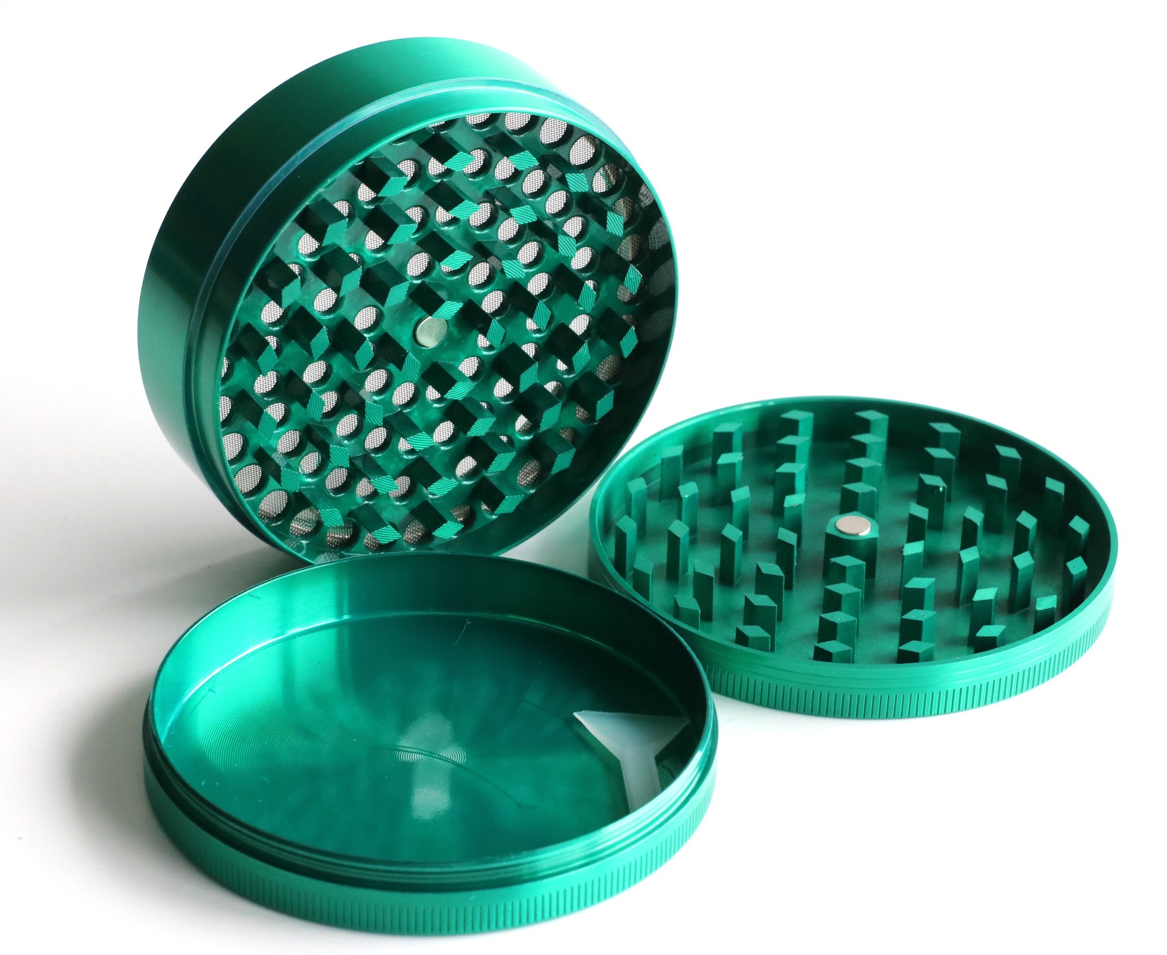 3" Professional Grade Herb Grinder- 3pc magnetic lid with screen- Top Quality-Green - PRO 420 Herb Grinder