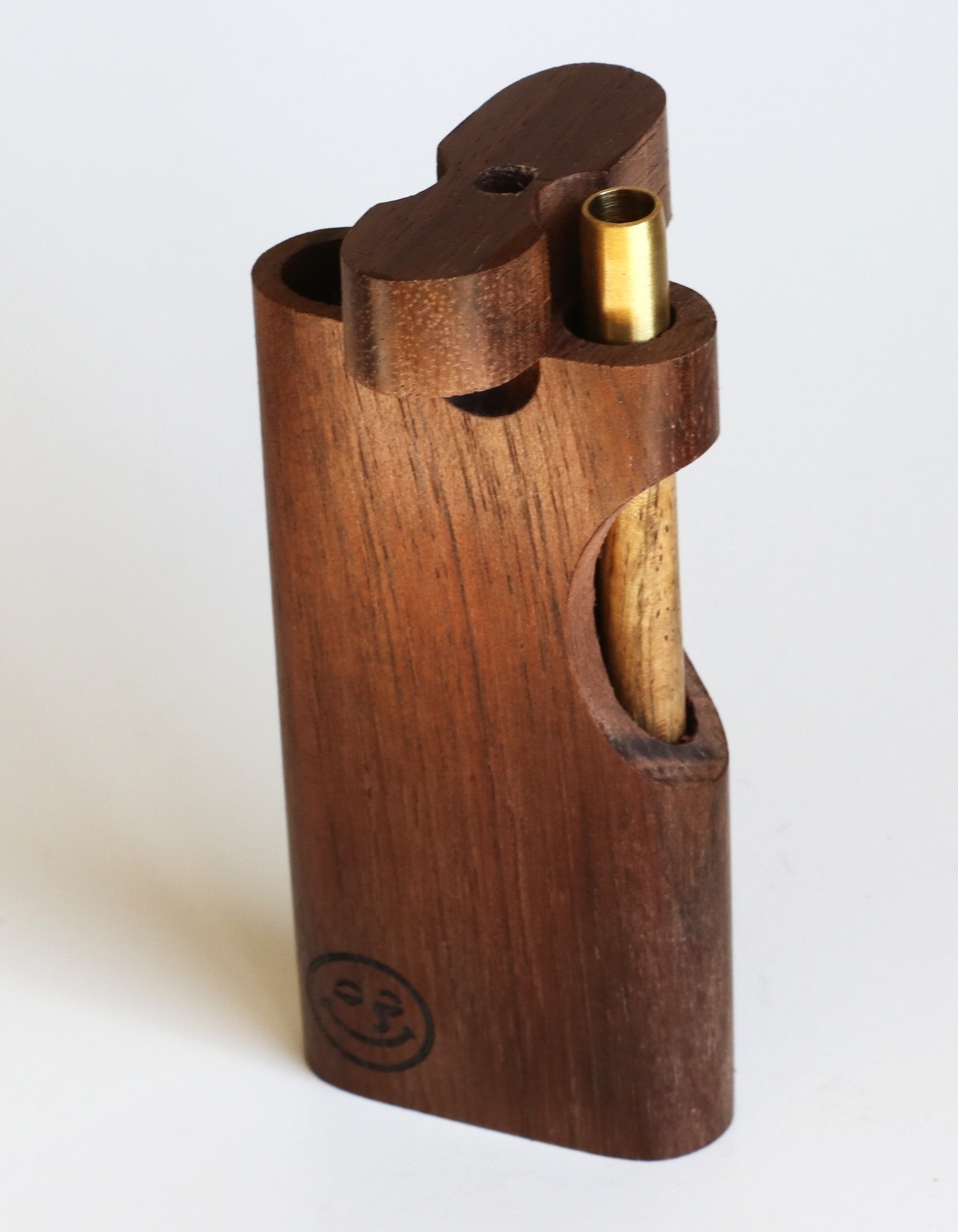 4" Walnut Swivel Lid Dugout & One hitter pipe-American Made by Better Life-Locking Lid - Swivel Lid Cutaway Dugout by Better Life