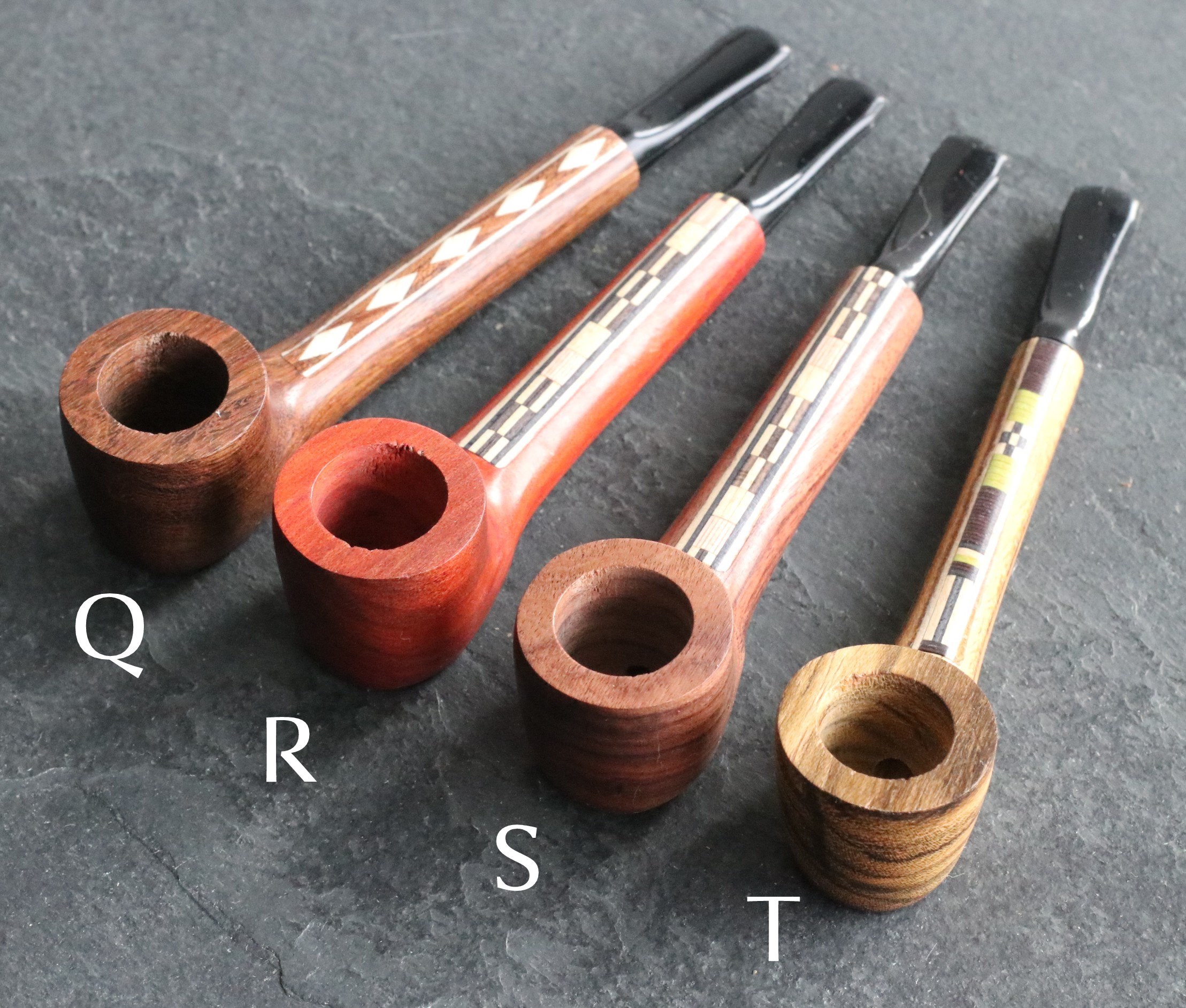 4.5" Wood Pipe- L55 THE WARRIOR- Exotic Wood with Inlayed Stem- Perfect Smoker's Gift