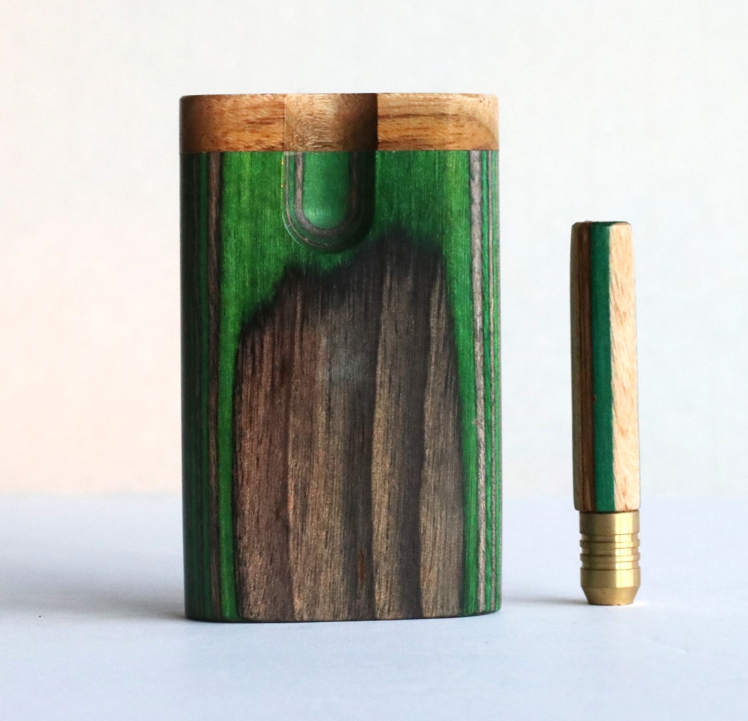 3" Swivel Lid Diamond Wood Dugouts & One Hitter Pipes-Colorful Small Stash Box