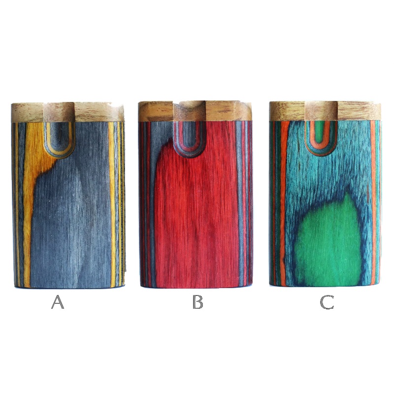 3" Swivel Lid Diamond Wood Dugouts & One Hitter Pipes-Colorful Small Stash Box - 3' Swivel Lid Diamond Wood Dugouts & One Hitter Pipes-Colorful Small Stash Box