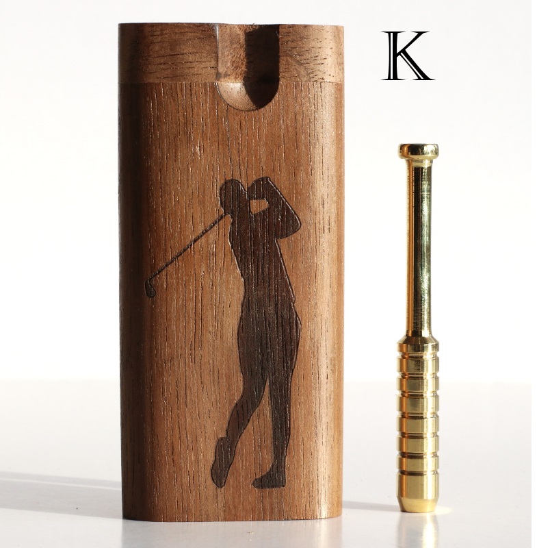 Golf Dugouts & One Hitters-Golf Themed Laser Engraved Stash Boxes - 4' Walnut Dugout with Golf Engraved Art