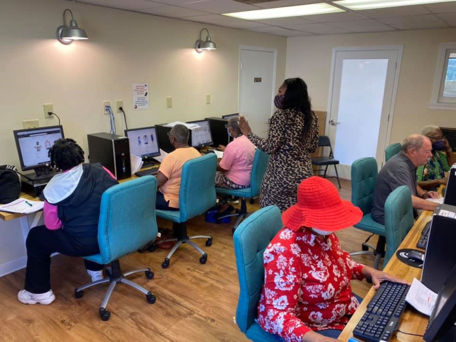 Ja’queta Pugh-Stevenson teaches a computer readiness class at the Hertford County Department of Aging senior center in Winton.