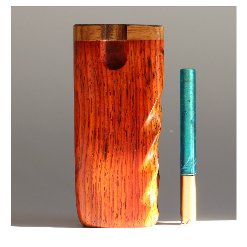 Cocobolo Swivel Lid Dugout & One Hitter-Classy Handcrafted American Stash Box