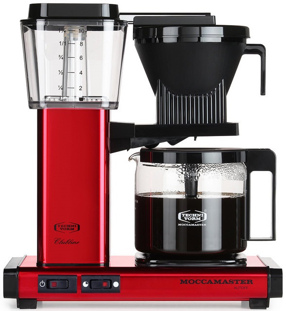 Carolina Coffee Technivorm Moccamaster KBGV Automatic Drip Stop Coffee Maker with Glass Carafe - Candy Apple Red
