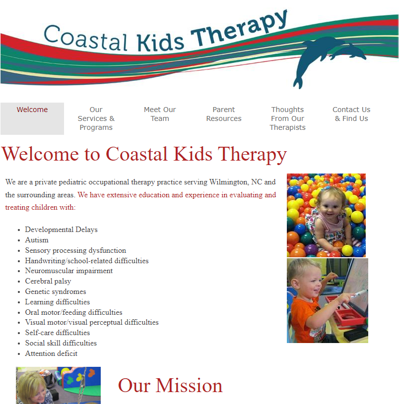 Outdated Coastal Kids Therapy Website